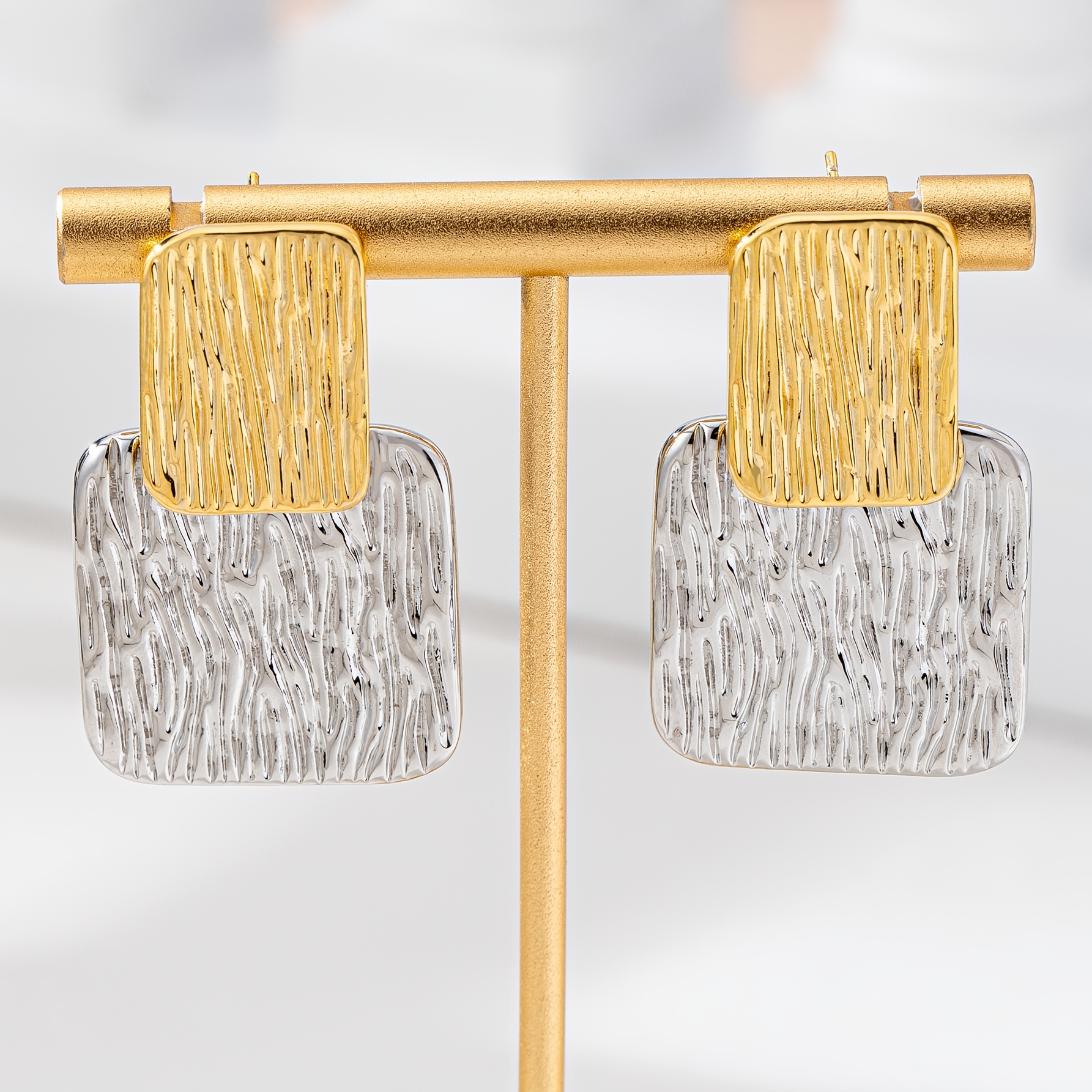 Geometric Square Alloy Earrings - Banquet Wear